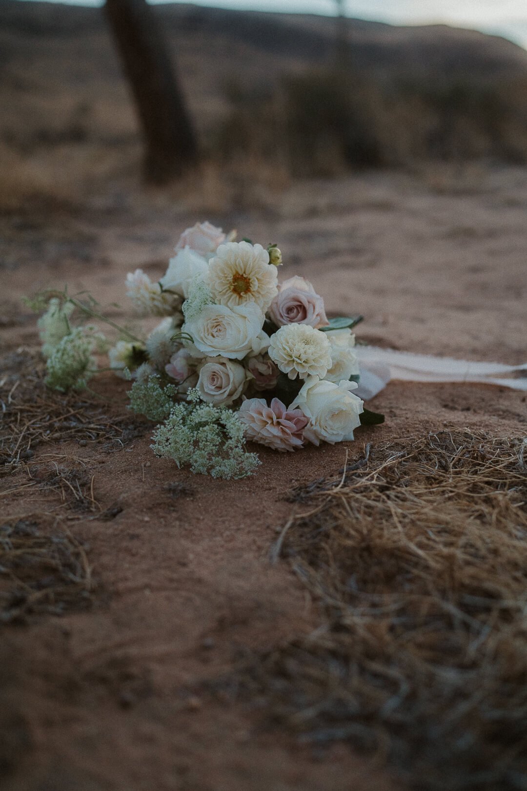 A bouquet on the desert ground of Joshua Tree