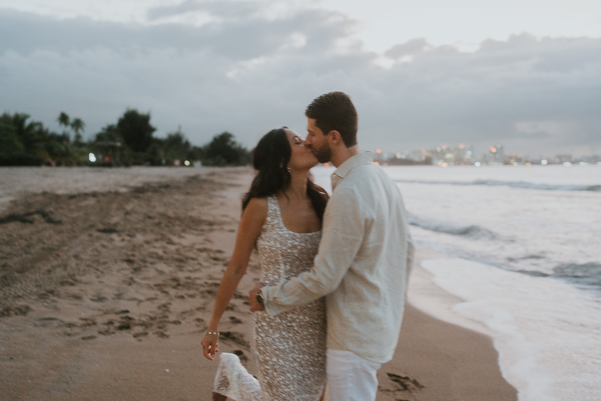 Bride and Groom kiss at sundown Puerto rico